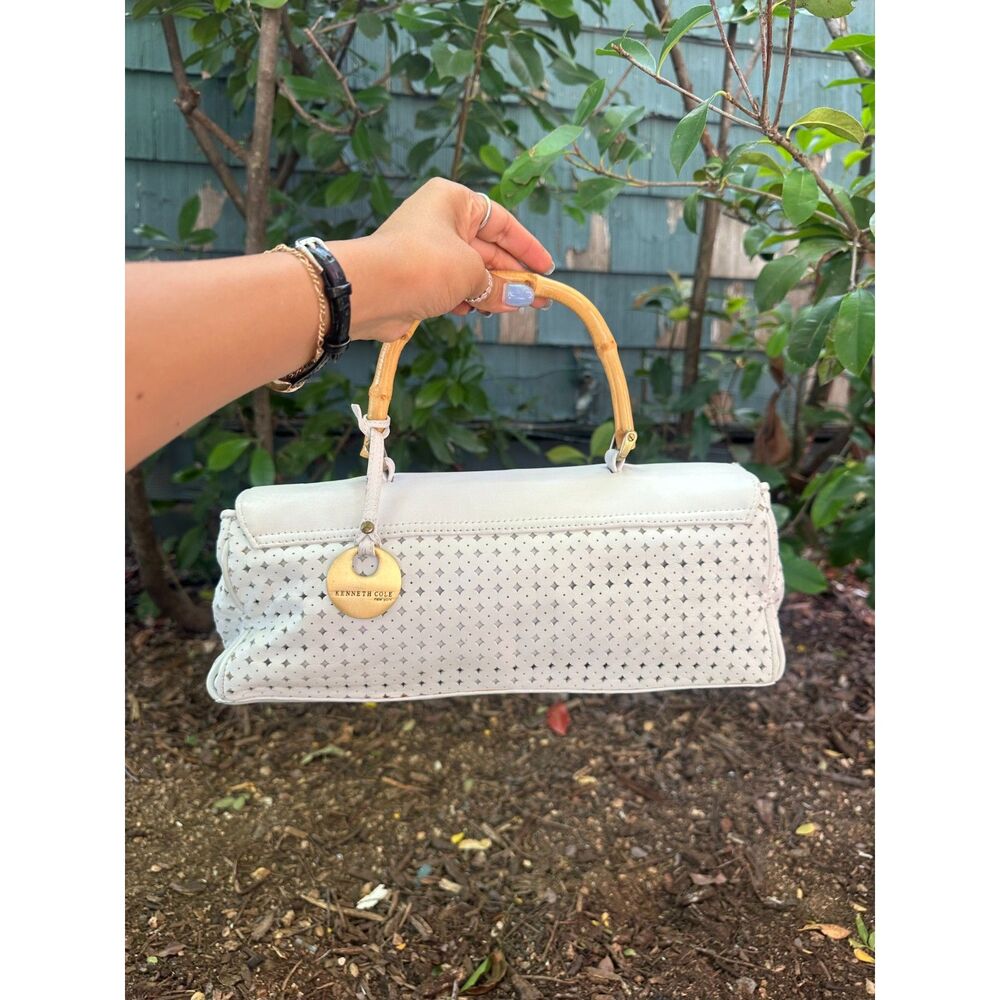 Vintage Kenneth Cole Bamboo White Handle Rectangular Bag